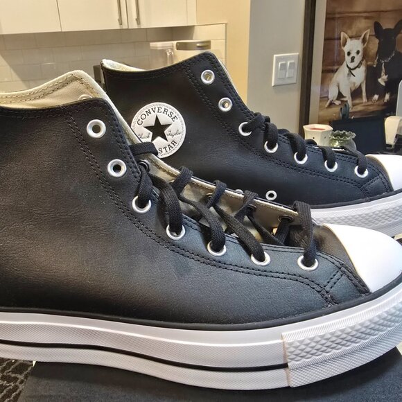 Converse MENS CTAS Lift Platform Leather Hi Size 10 Black/White 561675C CHUCK 70 - Picture 3 of 10